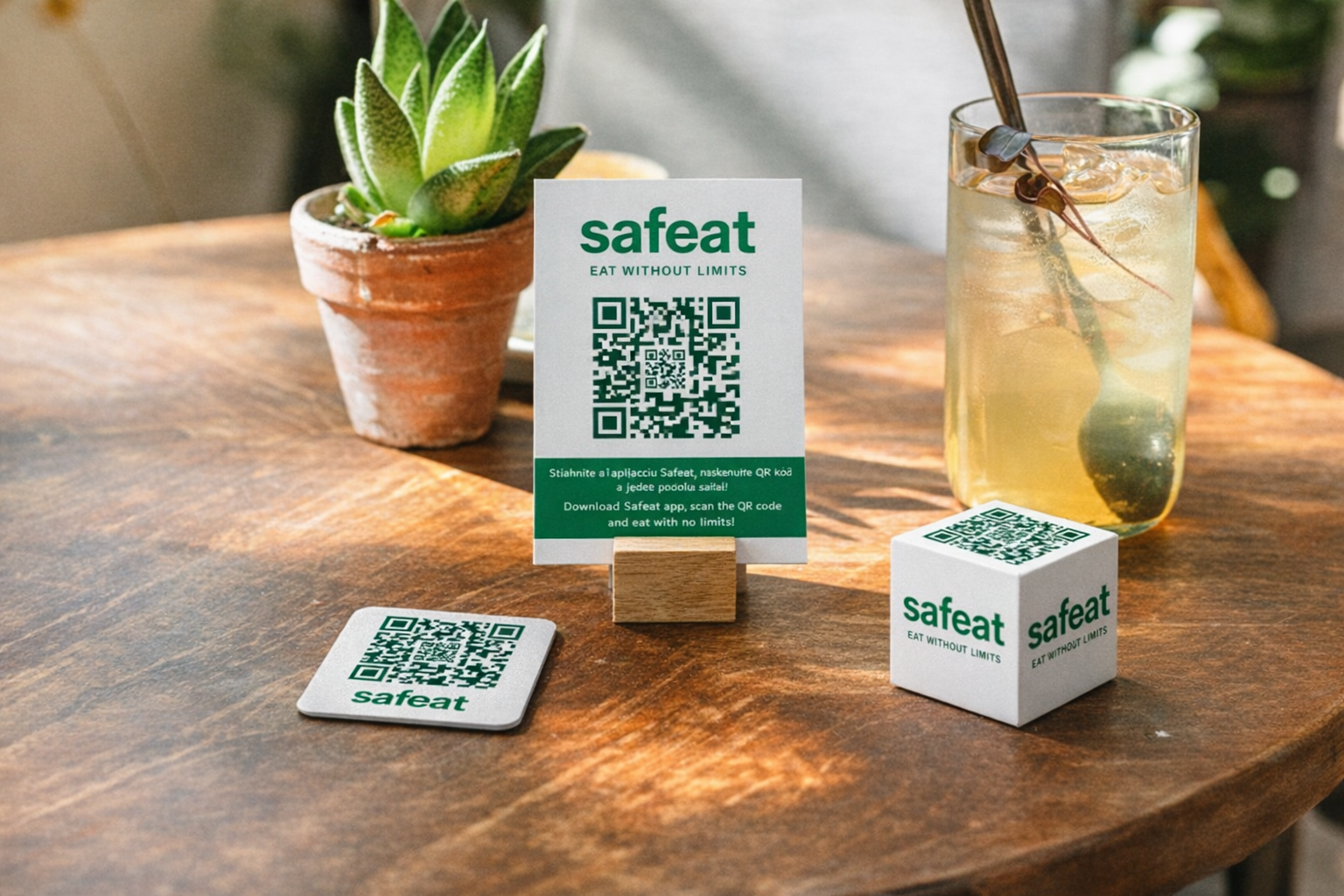 Safeat QR code on restaurant table
